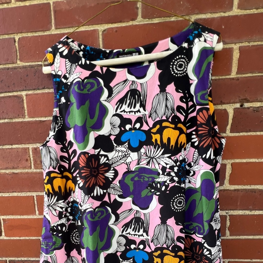 Colorful cotton Merimekko sleeveless dress, size large,